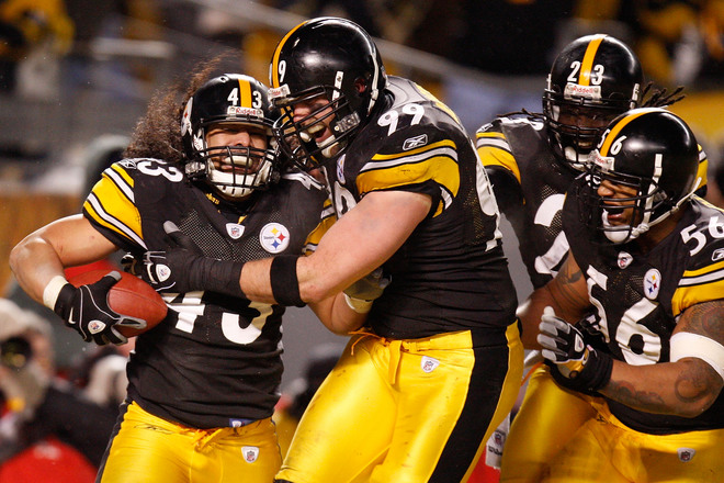 Troy Polamalu and Steelers celebrate AFC Championship Victory